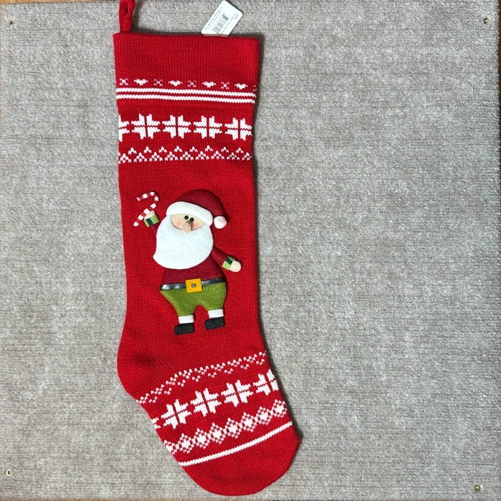 Transpac Red Santa Sweater Like Christmas Holiday Stocking - Picture 1 of 7